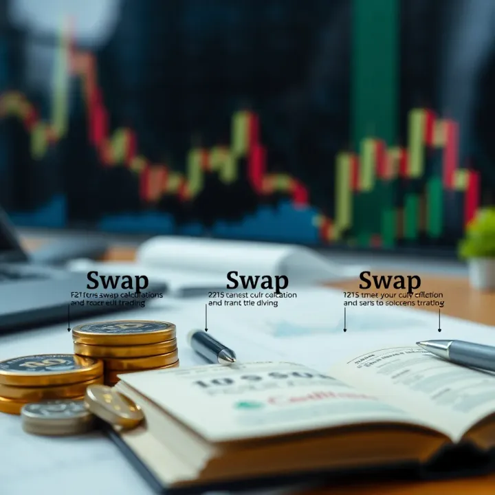 Diagram explaining factors affecting swap calculations and strategies to reduce swap costs in forex trading
