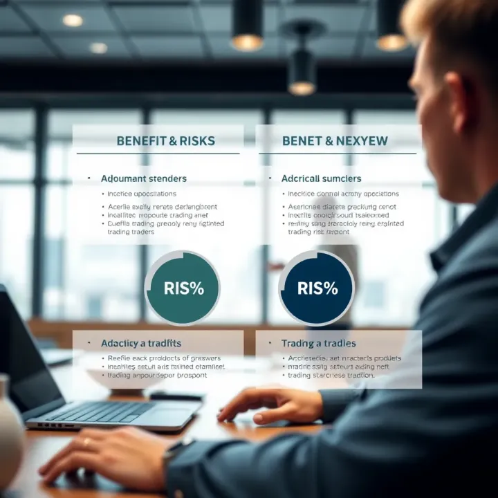 Conceptual graphic showing benefits and risks associated with funded trading accounts for South African traders