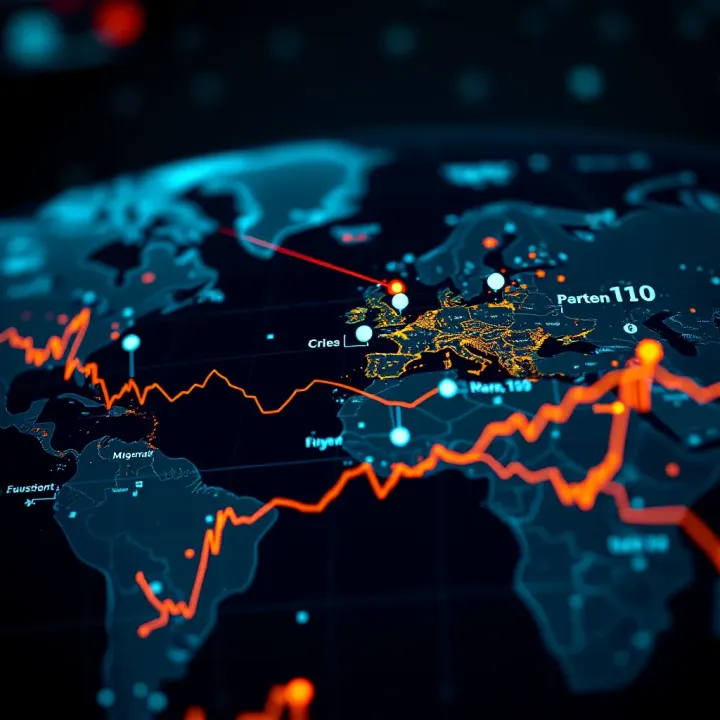 Impact of Global Economic Data on Euro to Dollar Currency Movements Global map highlighting economic data flows between Europe and the US impacting currency movements