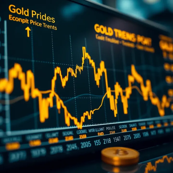 Graph showing fluctuating gold prices influenced by economic indicators and geopolitical events
