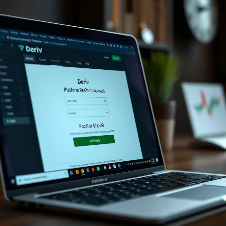 Deriv platform registration interface on a laptop screen