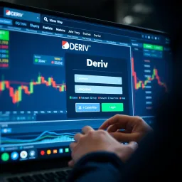 Logging In to Deriv Account User entering login credentials on an online trading platform