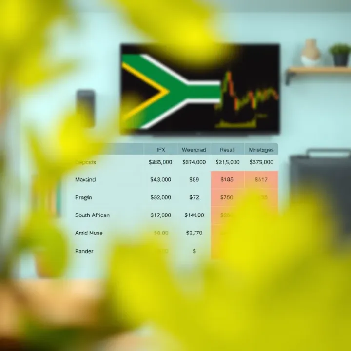 Comparison chart showing minimum deposit requirements of various IFX brokers for South African traders in Rand