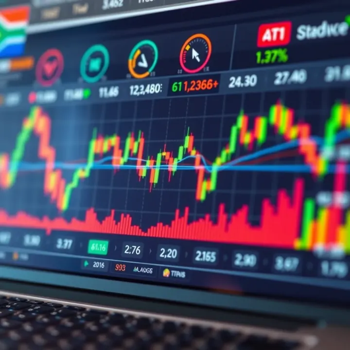 Graphical representation of trading activity trends with South African market indicators