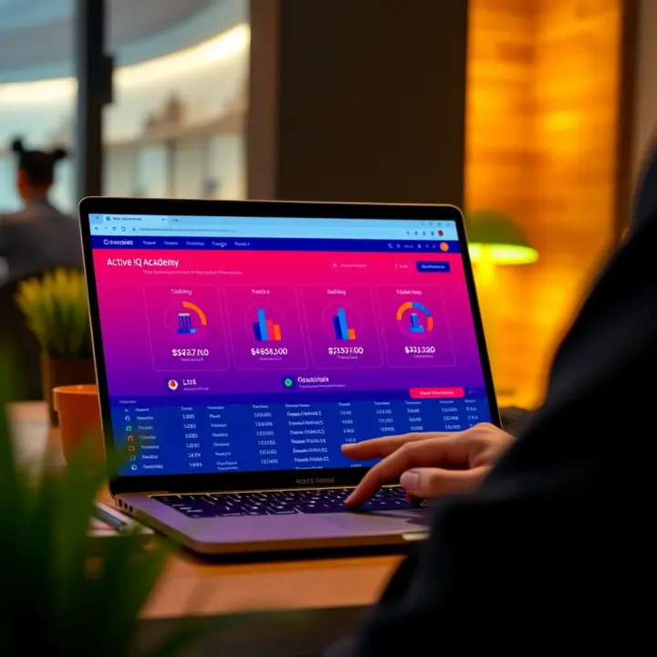 User accessing the Active IQ Academy platform dashboard on a laptop