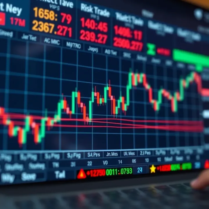 Currency Movement Graph with Pips and Risk Management Graph illustrating currency pair price movements with highlighted pips and risk management indicators