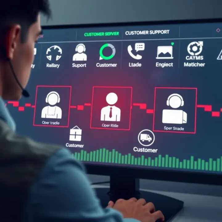 Secure trading environment with customer support icons and trading tools