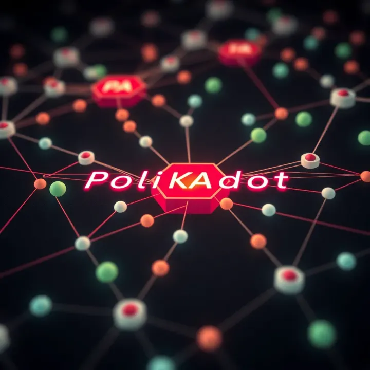 Illustration showing Polkadot blockchain connectivity and network nodes
