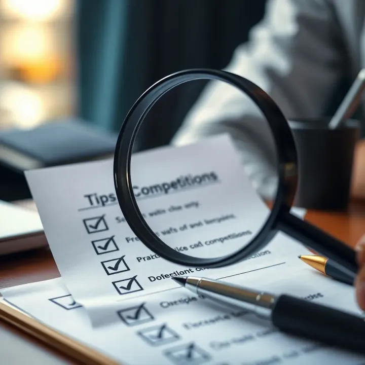 Tips for Entering Free Competitions Safely and Effectively Checklist and magnifying glass highlighting safe competition entry tips
