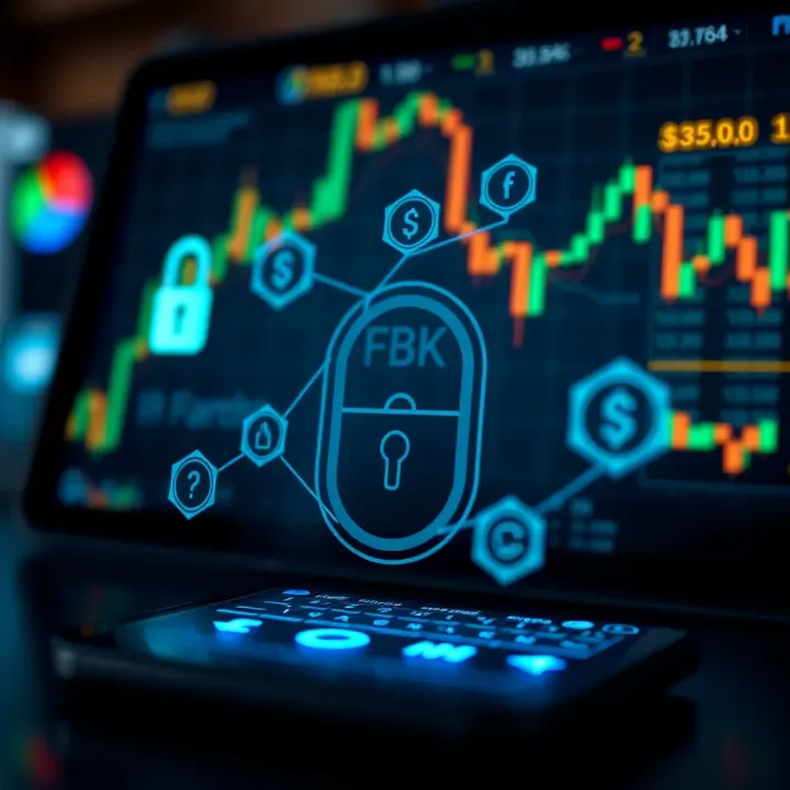 Security features and encryption icons symbolizing secure forex trading on the FBK Markets app for South African users