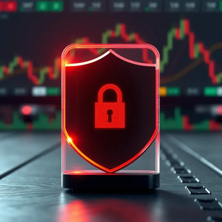 Illustration of digital security shield protecting trading account data on multiple devices