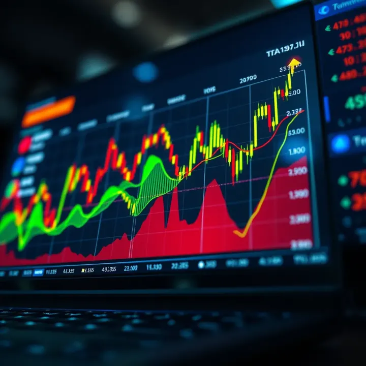 Graph illustrating automated trading algorithms optimizing market decisions