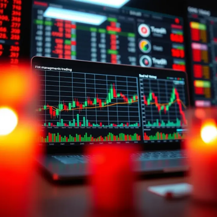 Data charts and risk management tools used to improve trading outcomes
