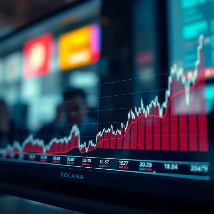Graph showing Solana price trends with market fluctuations over time