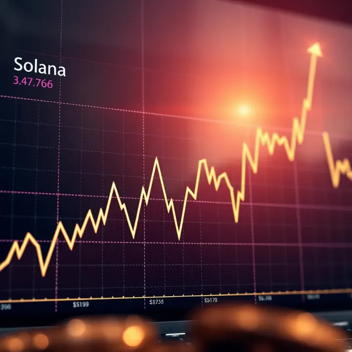 Graph showing the upward and downward trends in Solana cryptocurrency prices over time