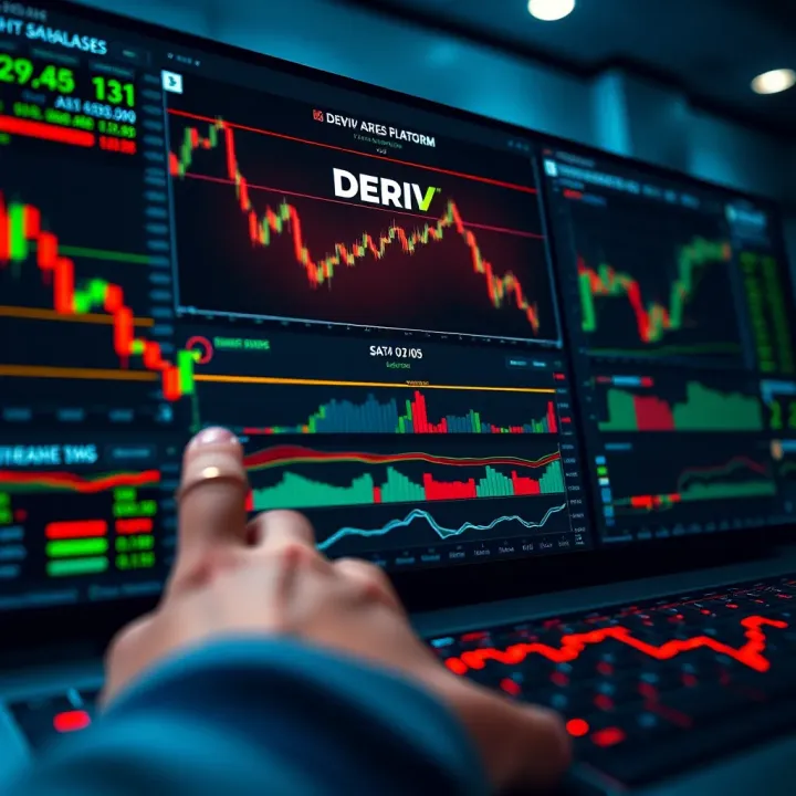 Overview of Deriv trading platform interface displaying charts and market data