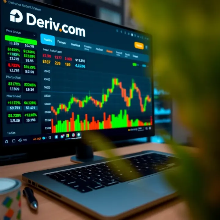 Screenshot of Deriv.com trading platform dashboard displaying forex and cryptocurrency trading options