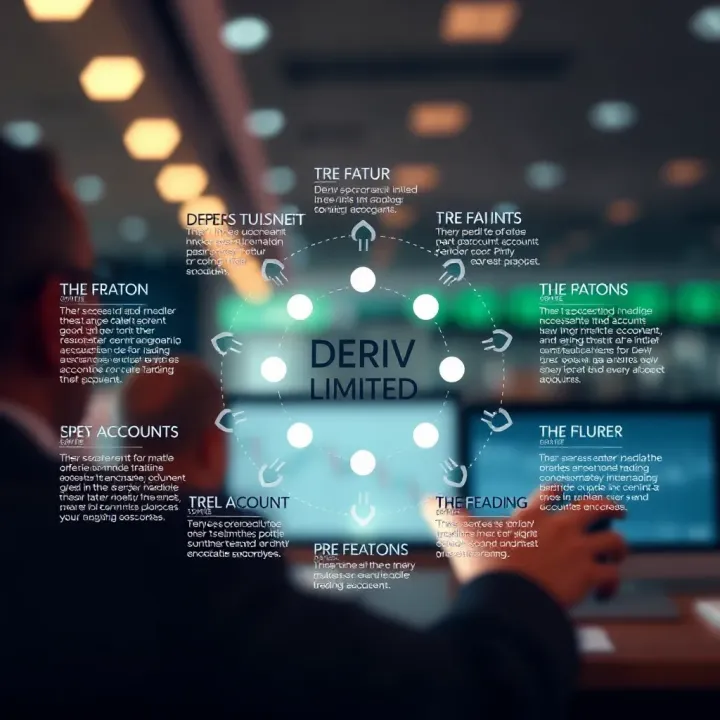 Diagram showing various types of Deriv Limited trading accounts with key features