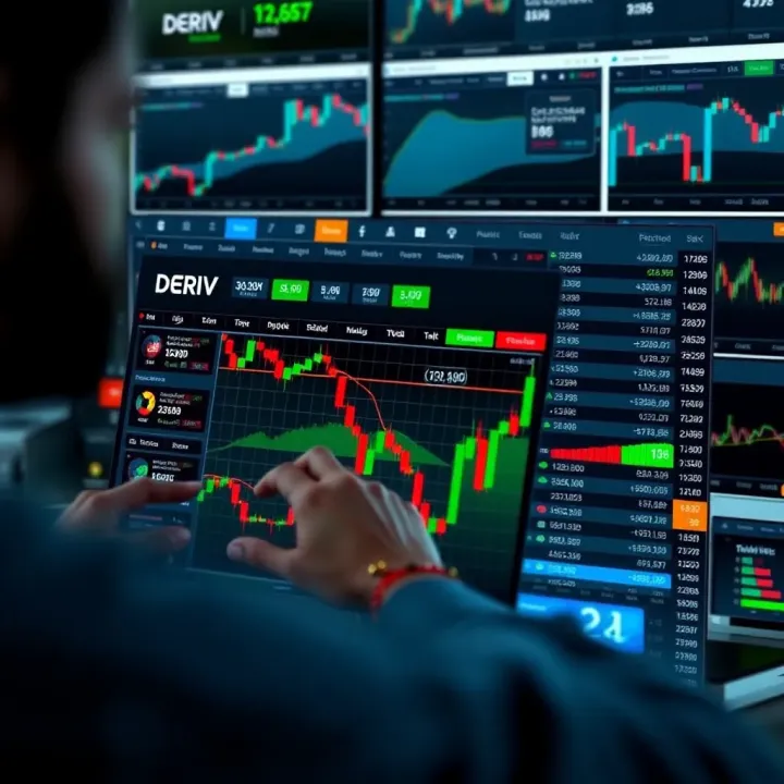 Deriv trading platform showing various financial instruments and user-friendly interface