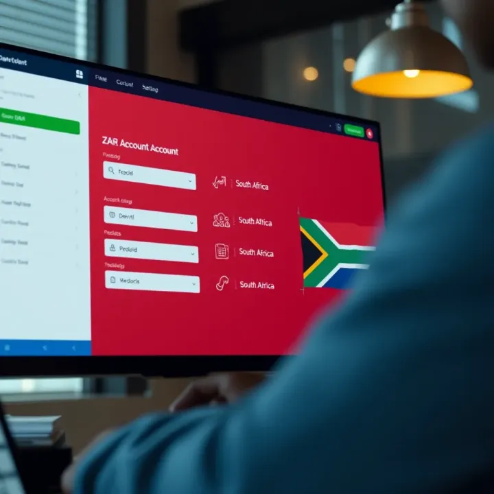 Screenshot of the Deriv platform showing account setup options in South African Rand