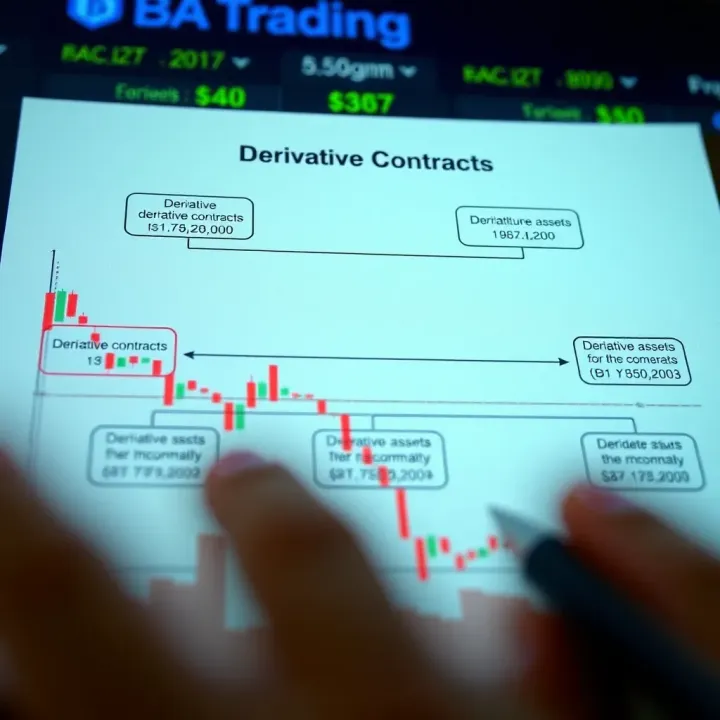 Diagram illustrating the relationship between derivative contracts and underlying financial assets such as stocks and commodities
