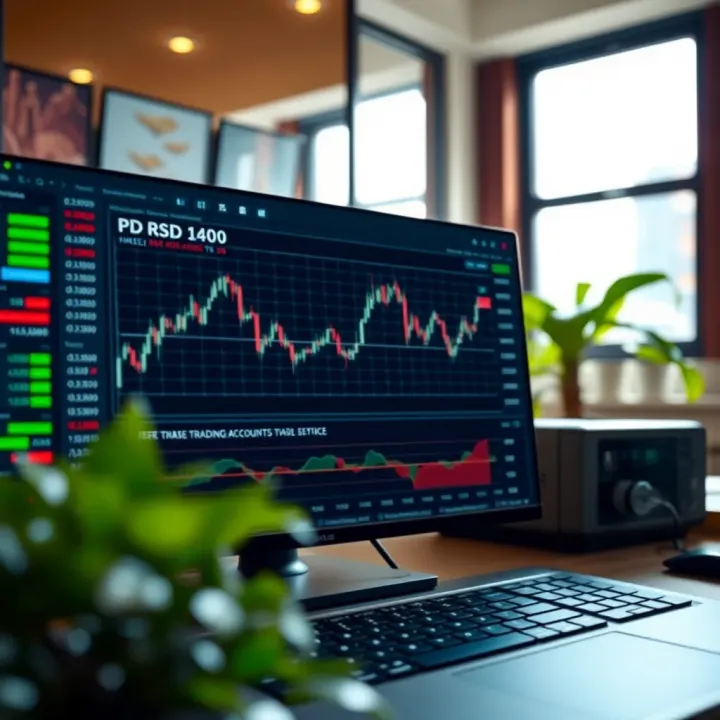 Trading platform interface showing a simulated portfolio with charts and market data for practice