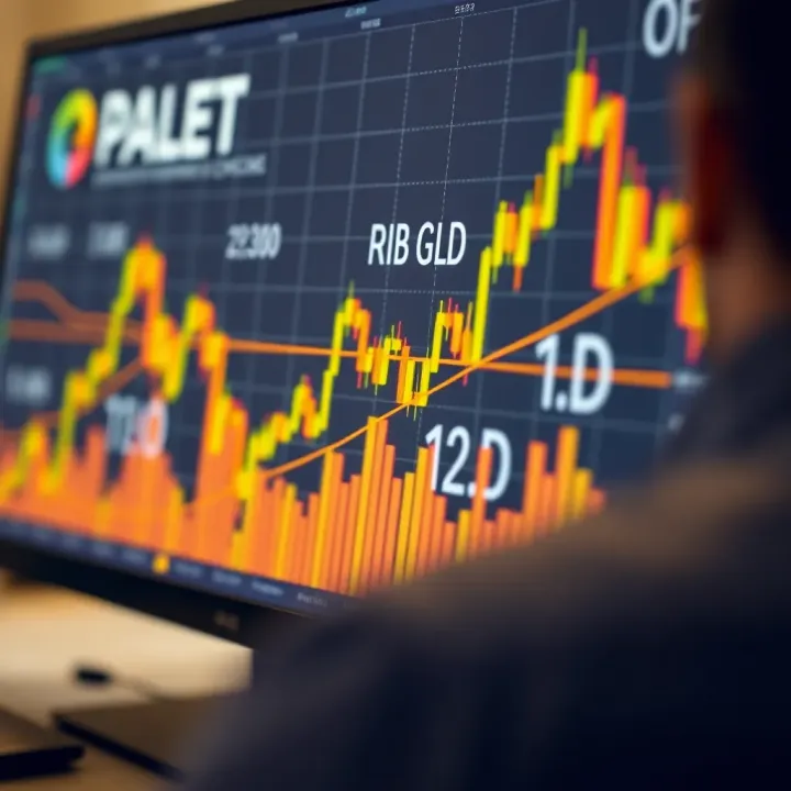 Graph showing upward and downward trends in gold prices with candlestick patterns