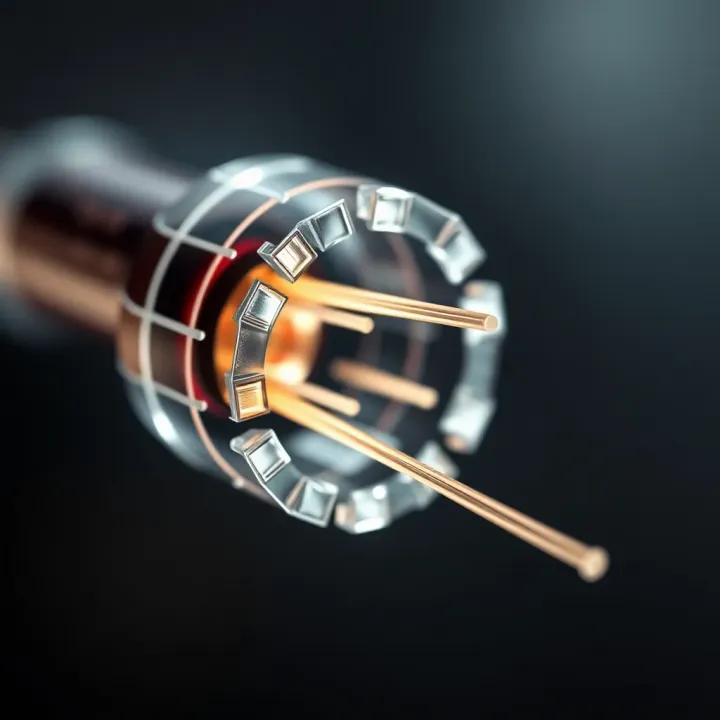 Cross-sectional view of an optical fiber highlighting core and cladding with distinct refractive indices