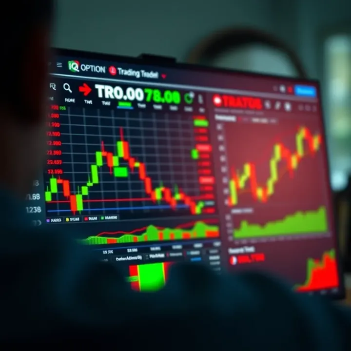 Dashboard view of IQ Option trading platform displaying various financial instruments and charts