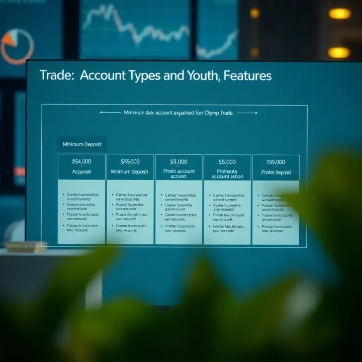 Overview of Account Types and Their Features on Olymp Trade Diagram displaying different account types and their features for trading on Olymp Trade