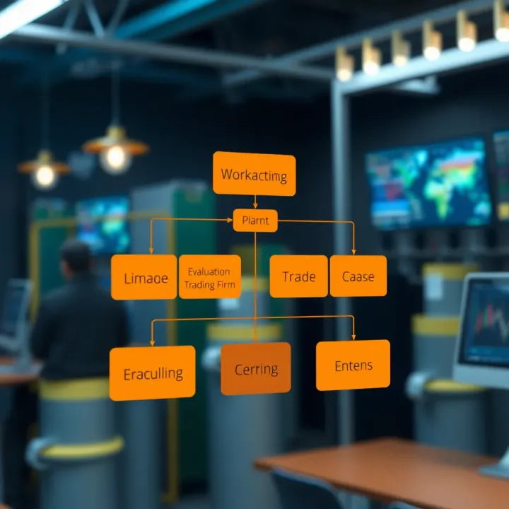 Diagram illustrating the structure and workflow of a no evaluation proprietary trading firm