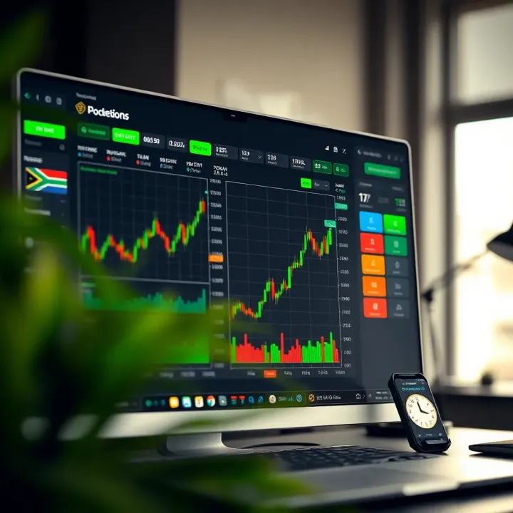 Dashboard view of Pocket Options trading platform showing market charts and trading tools