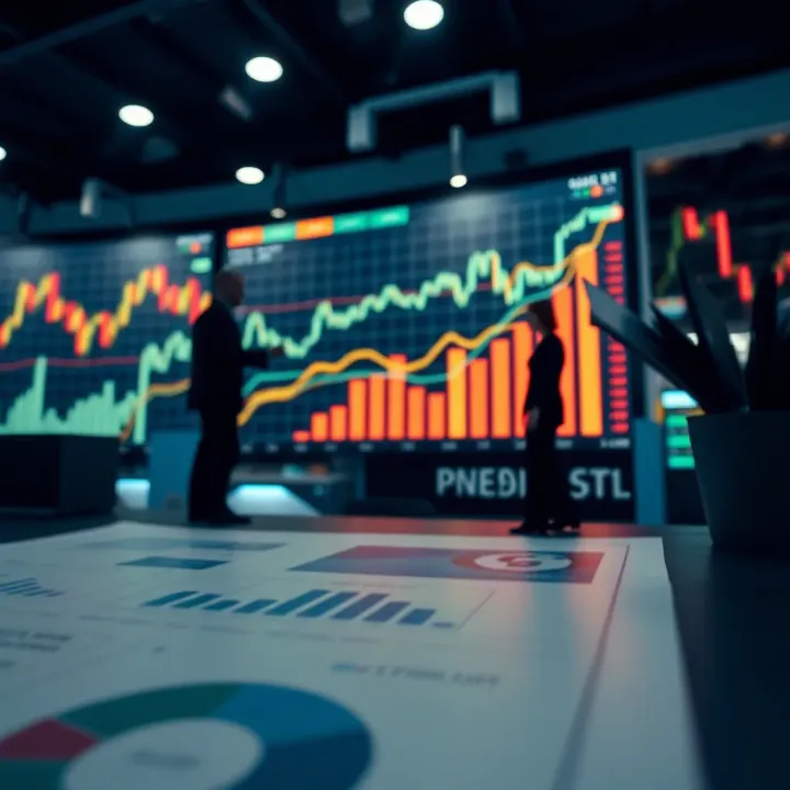 Conceptual illustration of strategic planning with charts and market opportunities
