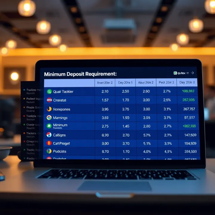 Chart comparing minimum deposit requirements across various online trading platforms