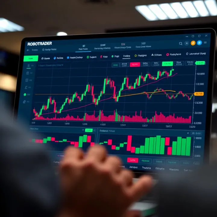 Graph displaying automated trading patterns and market trends on a digital interface