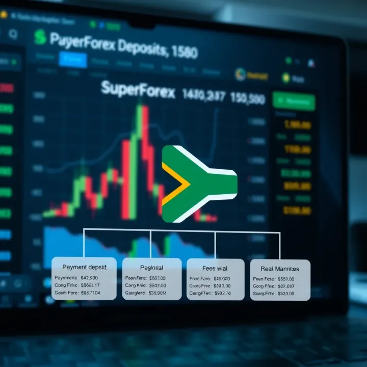 Diagram illustrating payment methods and fees related to SuperForex deposits in South Africa
