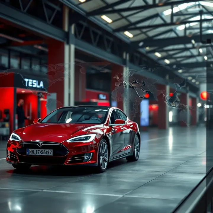 Visual representation of factors influencing Tesla share prices including global market and South African economy