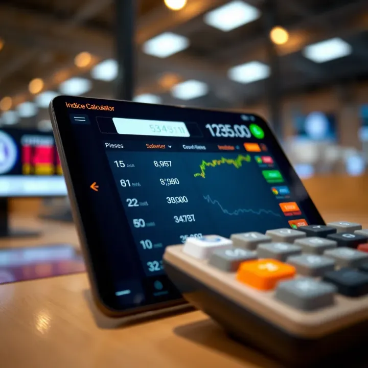 Indice Calculator Interface for Economic and Data Analysis Digital interface showing an indice calculator with input fields and calculated index results relevant to economic data