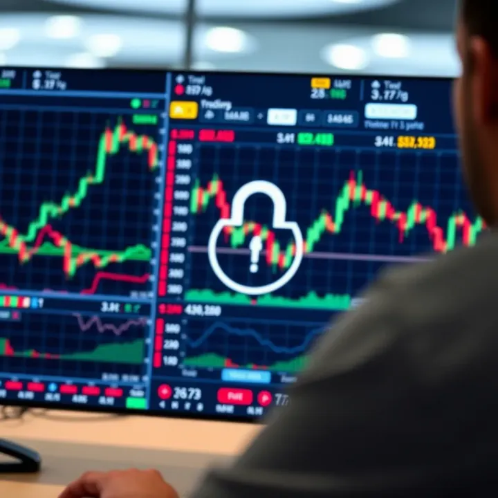 Vault Markets Digital Trading Security Interface Secure digital trading platform interface with market graphs on screen