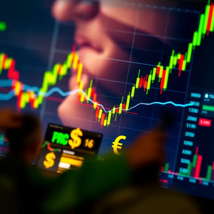 Illustration of financial charts and currency symbols representing trading strategies